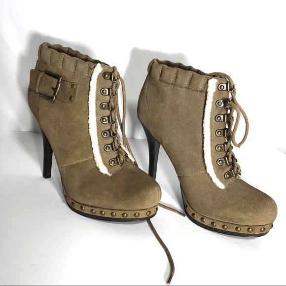 Nine West OSOVOSS tan heeled boot ankle bootie - Picture 2 of 13